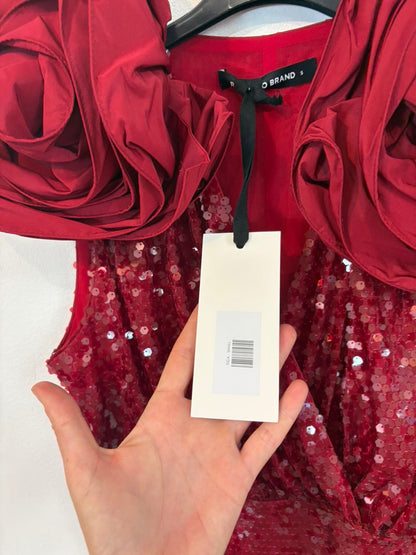REDONDO BRAND. Vestido midi lentejuelas maxi flor