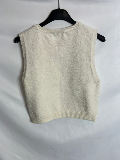 ZARA. Top punto textura beige. T M
