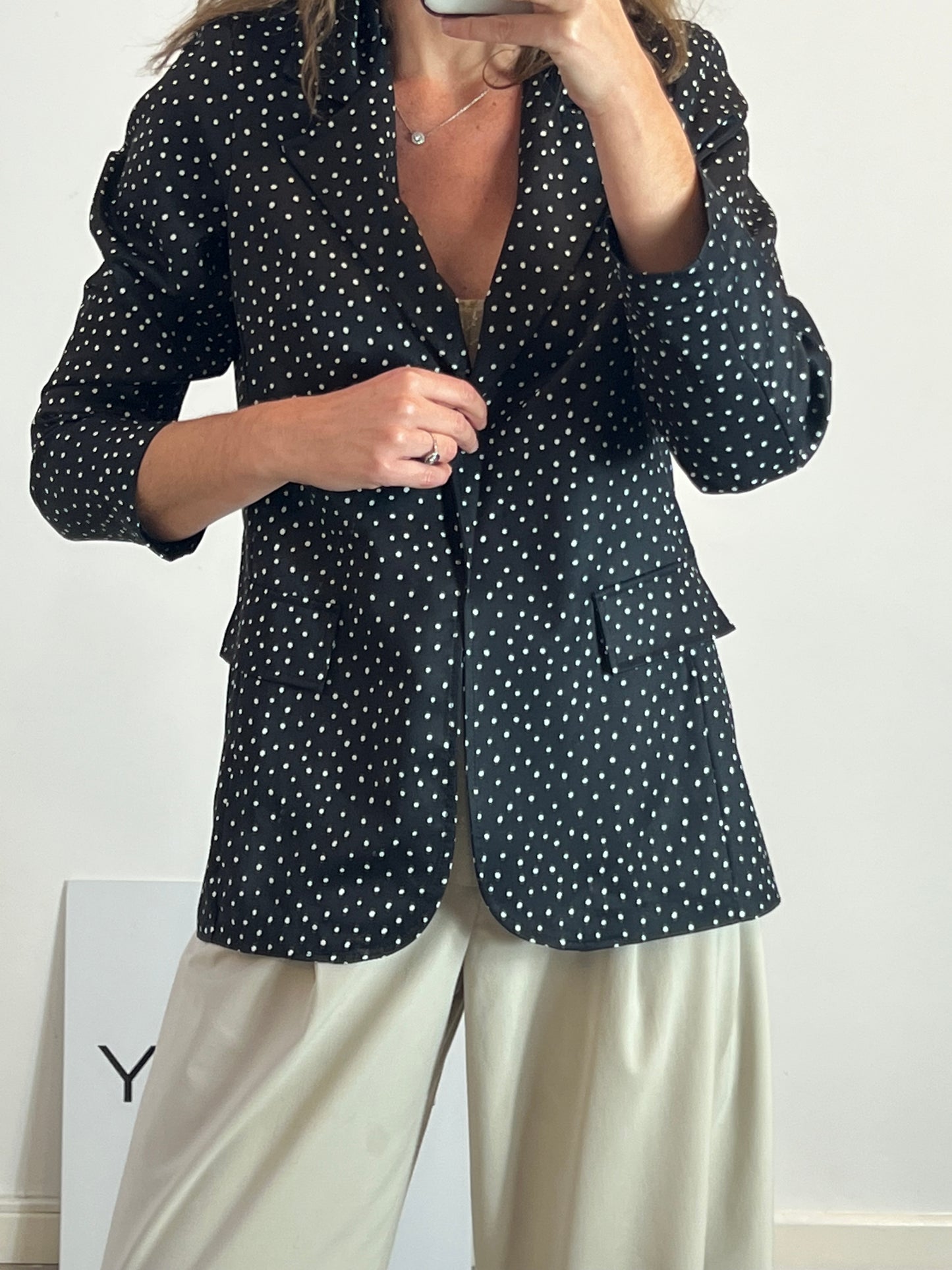VALENTINA. Black polka dot blazer (m/l)