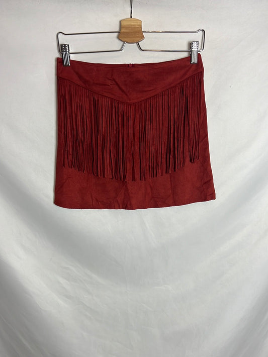 EXOTIK. Falda burdeos flecos. T M