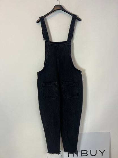 ZARA. Peto denim negro efecto desgastado. T M