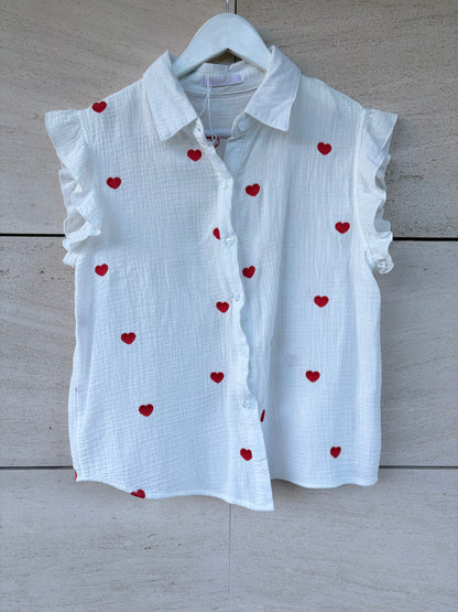 CARLOTA&CO. Blusa blanca bordada.T M/L