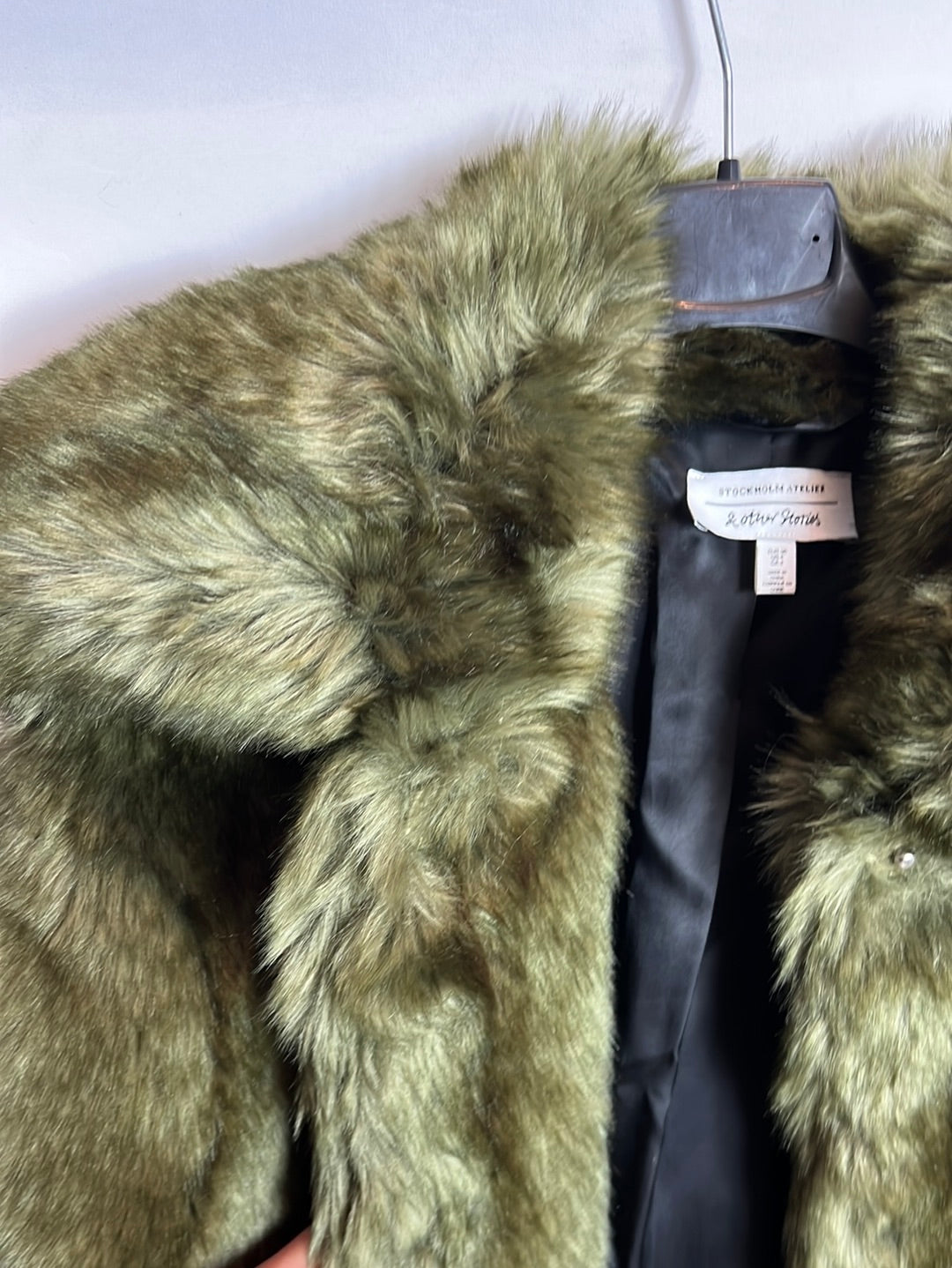 &amp;OTHER STORIES. Green fur coat. Size 36
