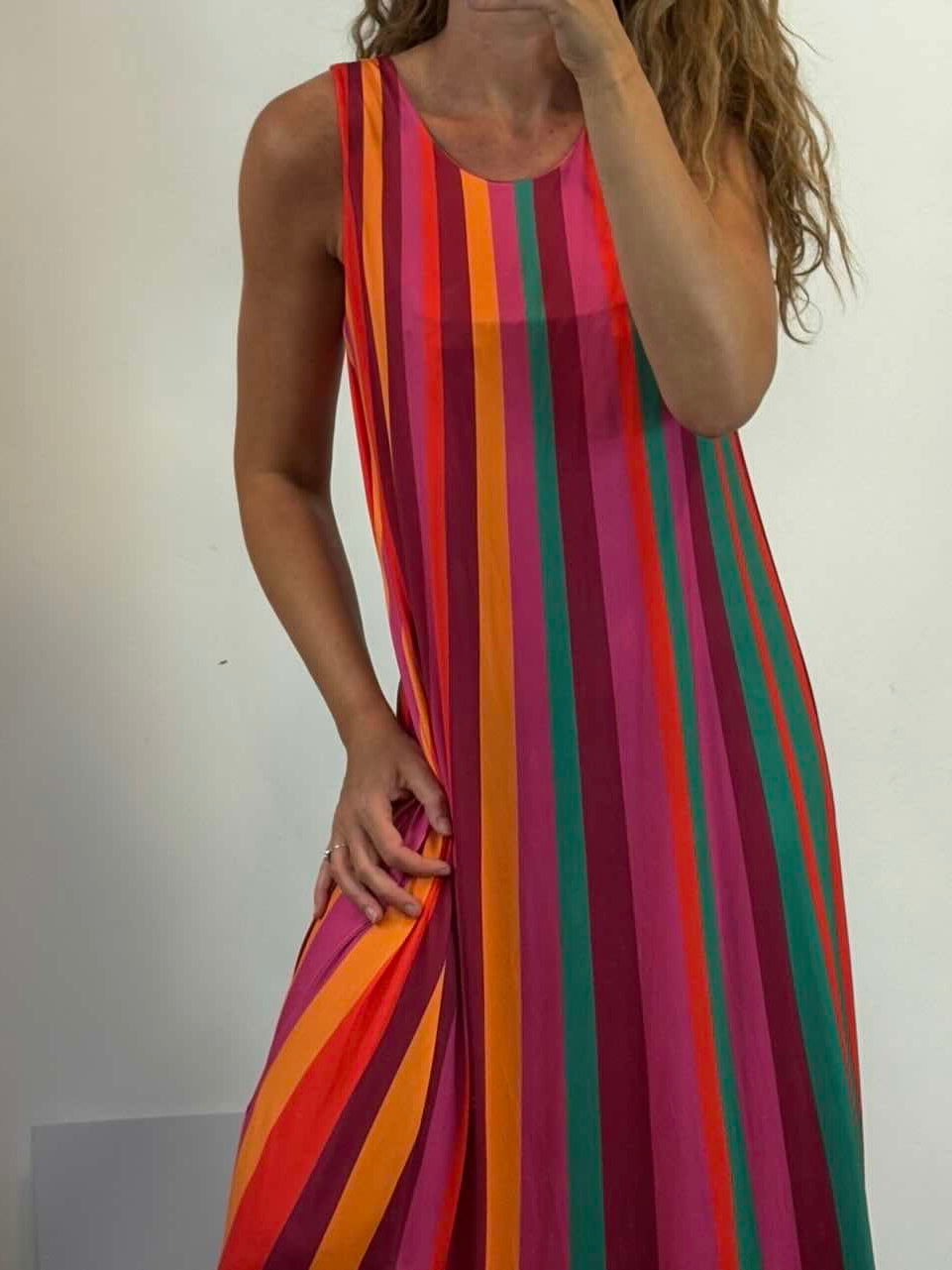 Vestido largo punto elástico colores