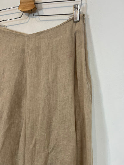 MASSIMO DUTTI. Pantalón beige lino aberturas