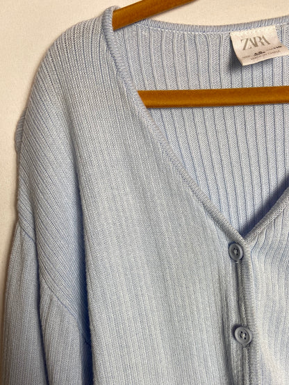 ZARA. Blue ribbed cardigan, size 4-5 years