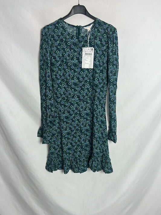 SPRINGFIELD. Vestido corto verde flores T.34