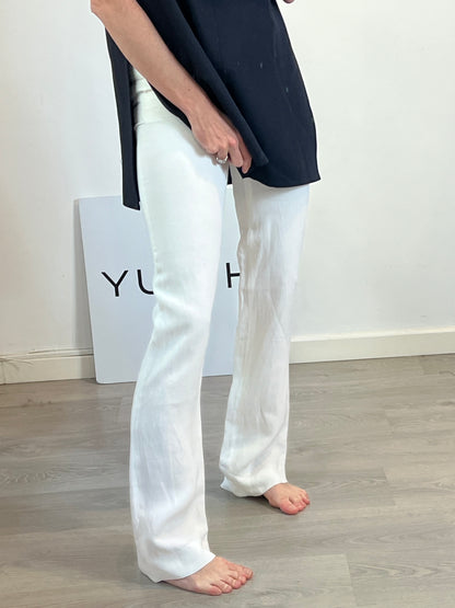 MASSIMO DUTTI. Pantalón blanco con lino. T 36