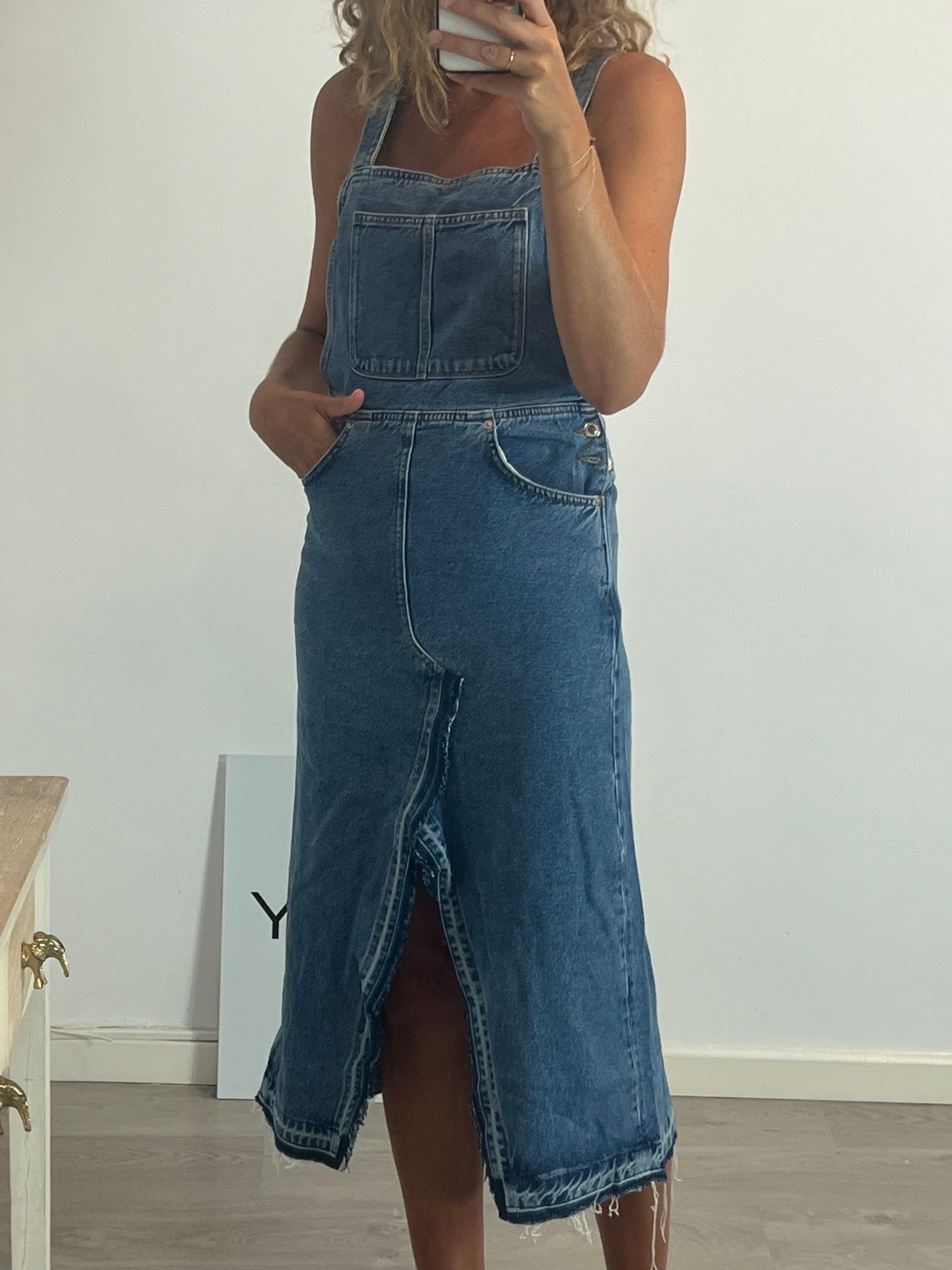 ZARA. Midi denim dungarees. XS – Hibuy market