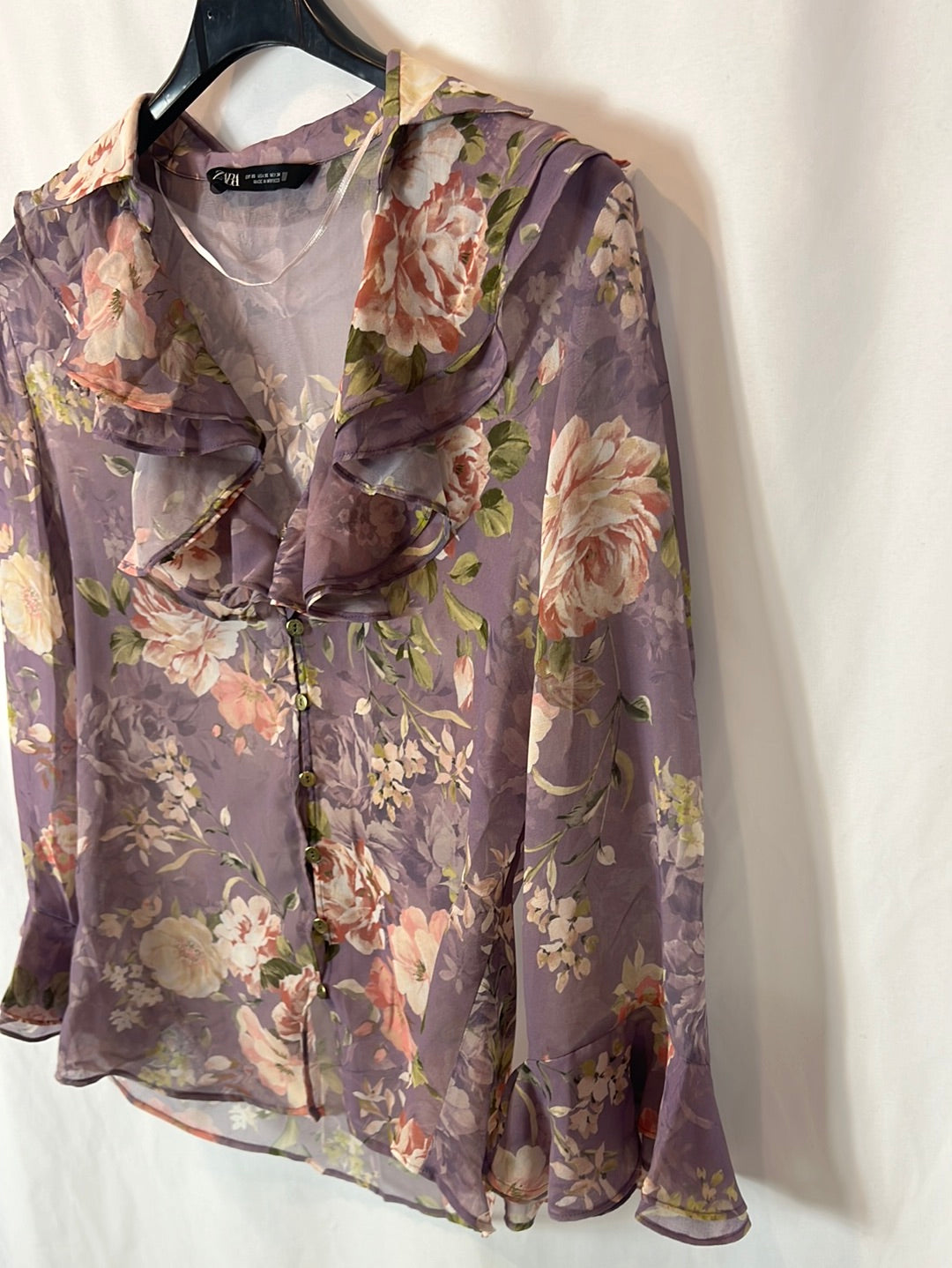 ZARA. Total mauve floral look T.xs
