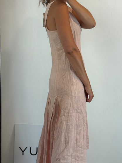CP COMPANY.Vestido largo rosa claro Lino T.(M)