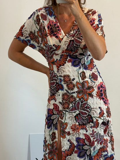 ZARA. Vestido largo textura estampado. T M
