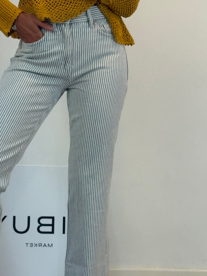 MANGO. Straight-cut striped denim. Size 36