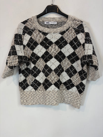 ZARA. Top punto rombos lentejuelas