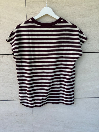 JIGSAW. Camiseta rayas marrones