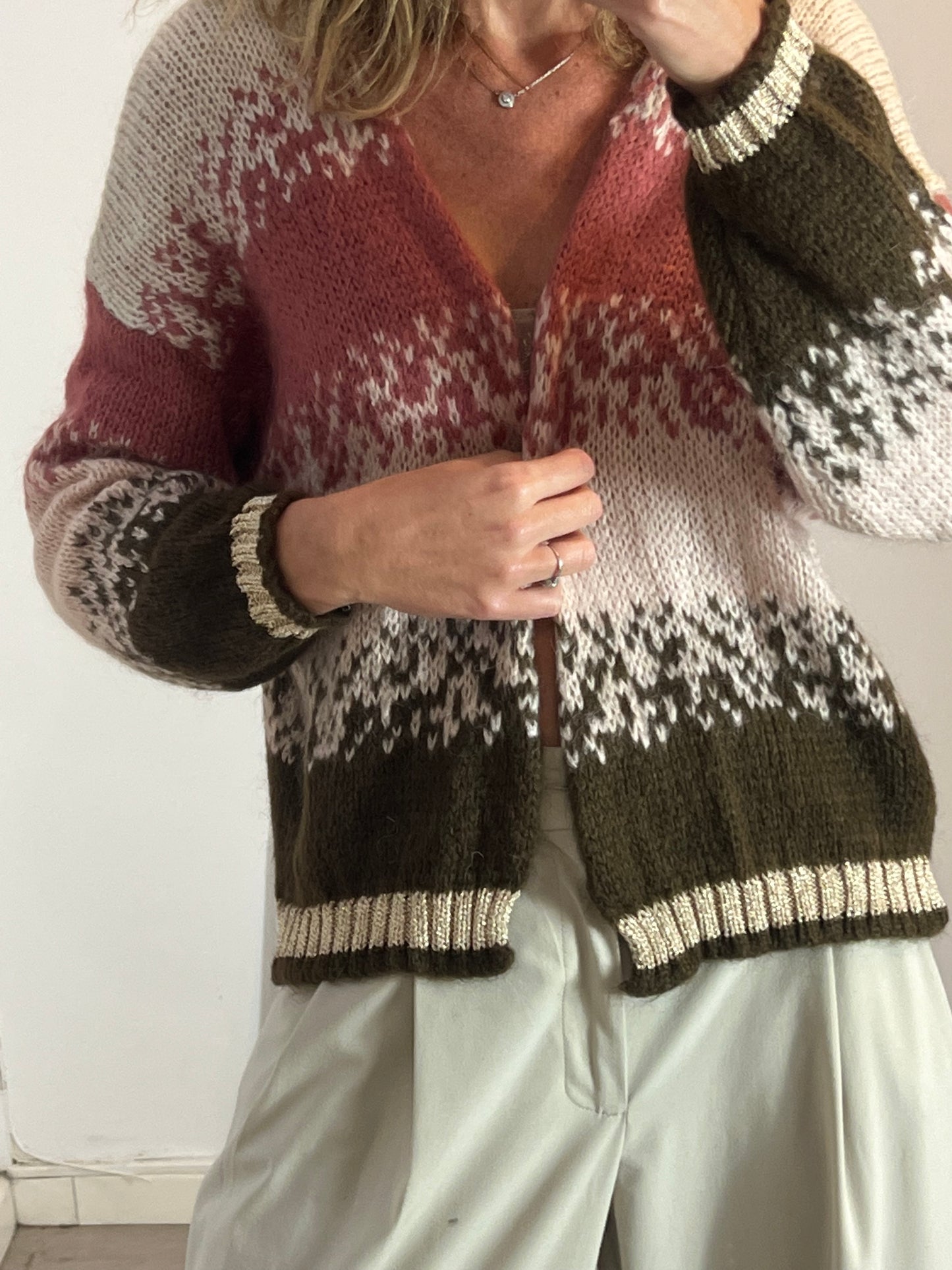 OTRAS. Cárdigan rayas rosa marrón T.s/m