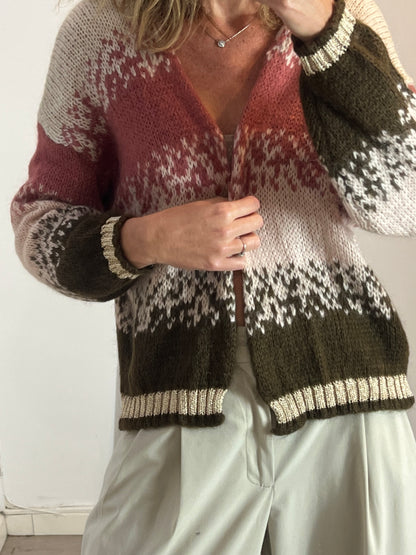 OTRAS. Cárdigan rayas rosa marrón T.s/m