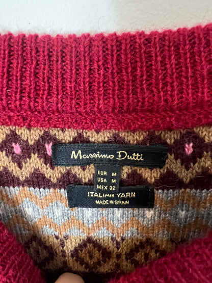 MASSIMO DUTTI. Jersey burdeos estampado T.m