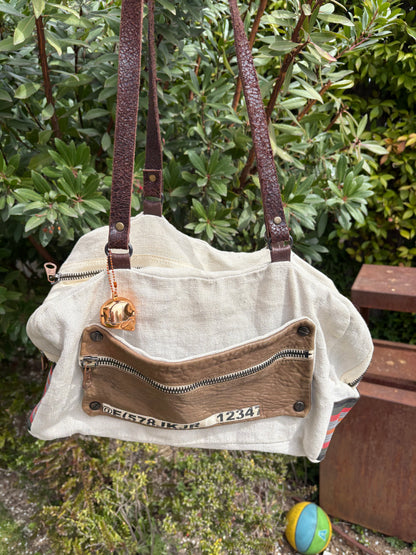 CATHERINE PARRA. Bolso tele y piel