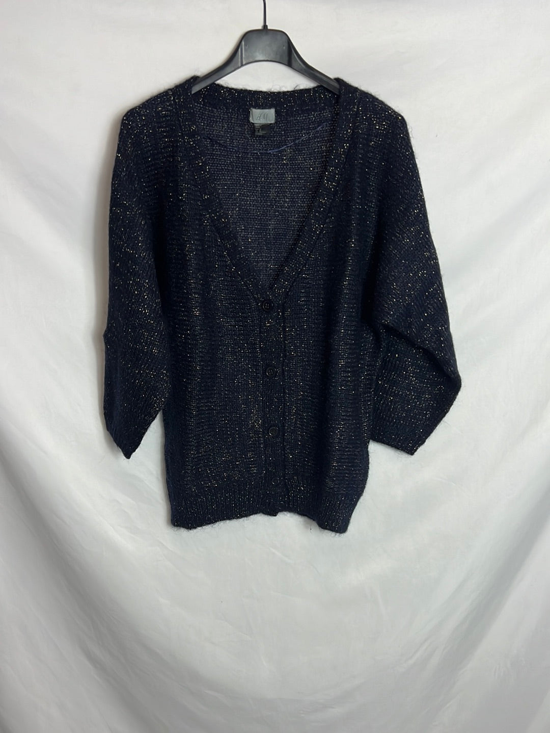 H&M. Rebeca azul hilos dorados. T M