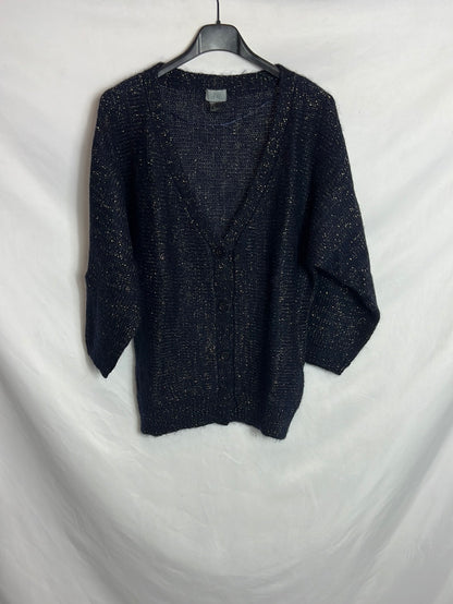 H&M. Rebeca azul hilos dorados. T M