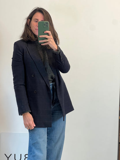 ZARA. Blazer azul marino cuadros
