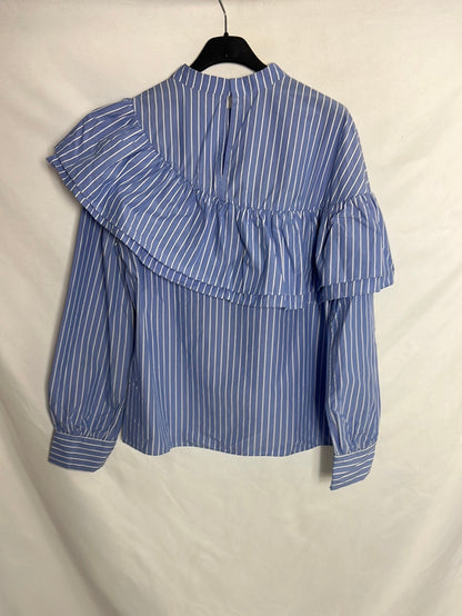 &OTHER STORIES. Blusa azul rayas volante. T 38