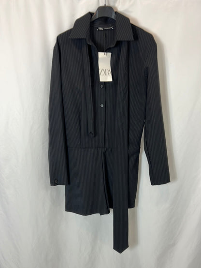 ZARA. Blue striped short jumpsuit TM