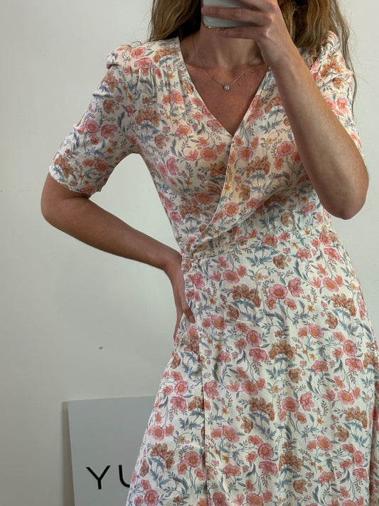 PETITE MENDIGOTE. Vestido largo cruzado flores