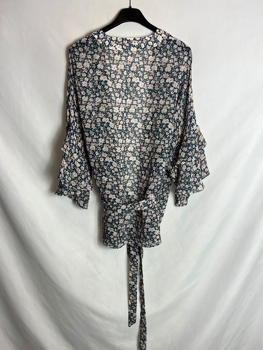 RENATTA&GO . Kimono flores semitransparente . TU(s)