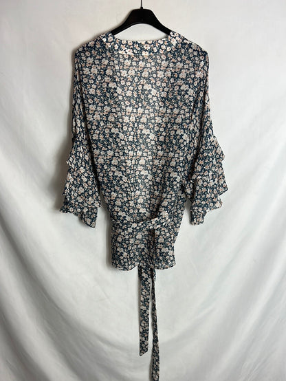 RENATTA&GO . Kimono flores semitransparente . TU(s)