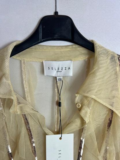 SELEZZA. Pastel sequin tulle blouse. T XS