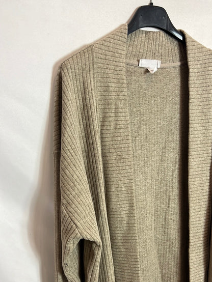 YSABEL MORA. Beige ribbed cardigan. TL