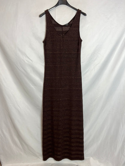 CALZEDONIA. Long brown dress with shiny threads. TS