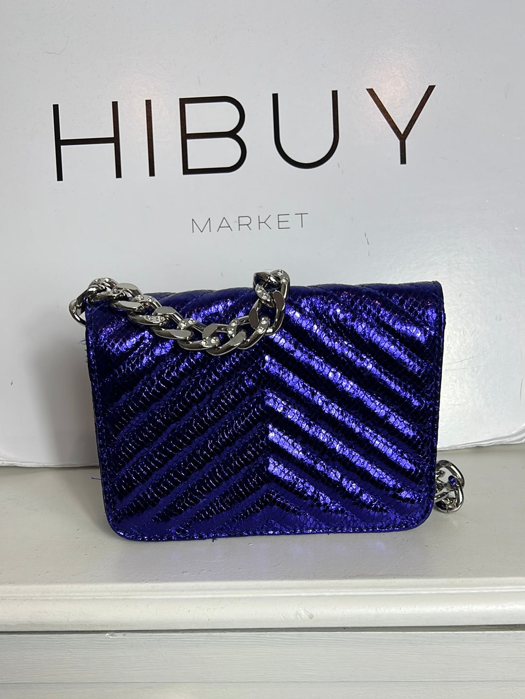 BERSHKA. Purple glitter mini bag