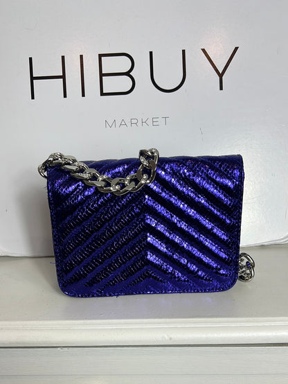 BERSHKA. Purple glitter mini bag