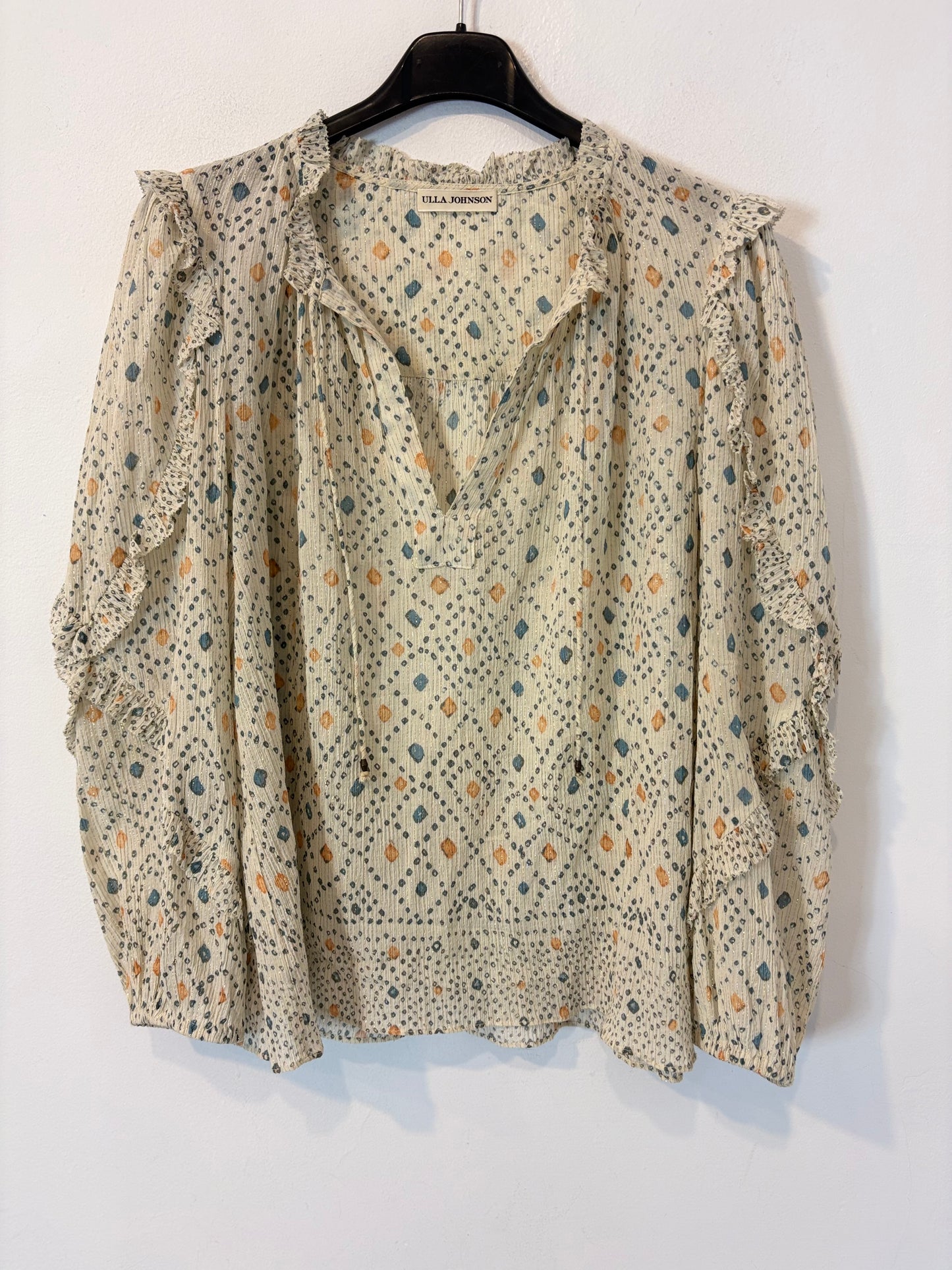 ULLA JOHNSON. Blusa estampada hilos brillo