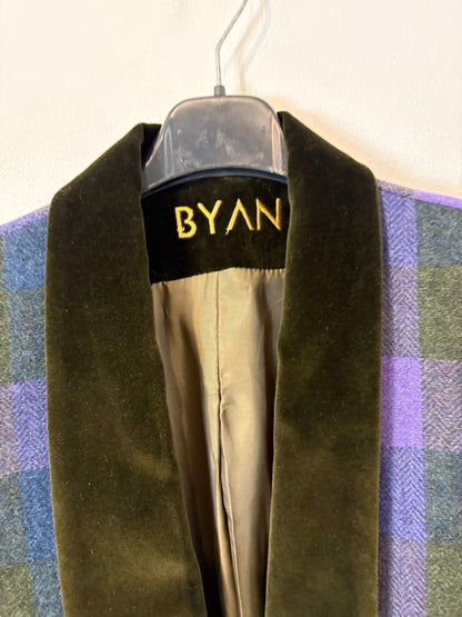 BYAN. Blazer lana cuadros y terciopelo