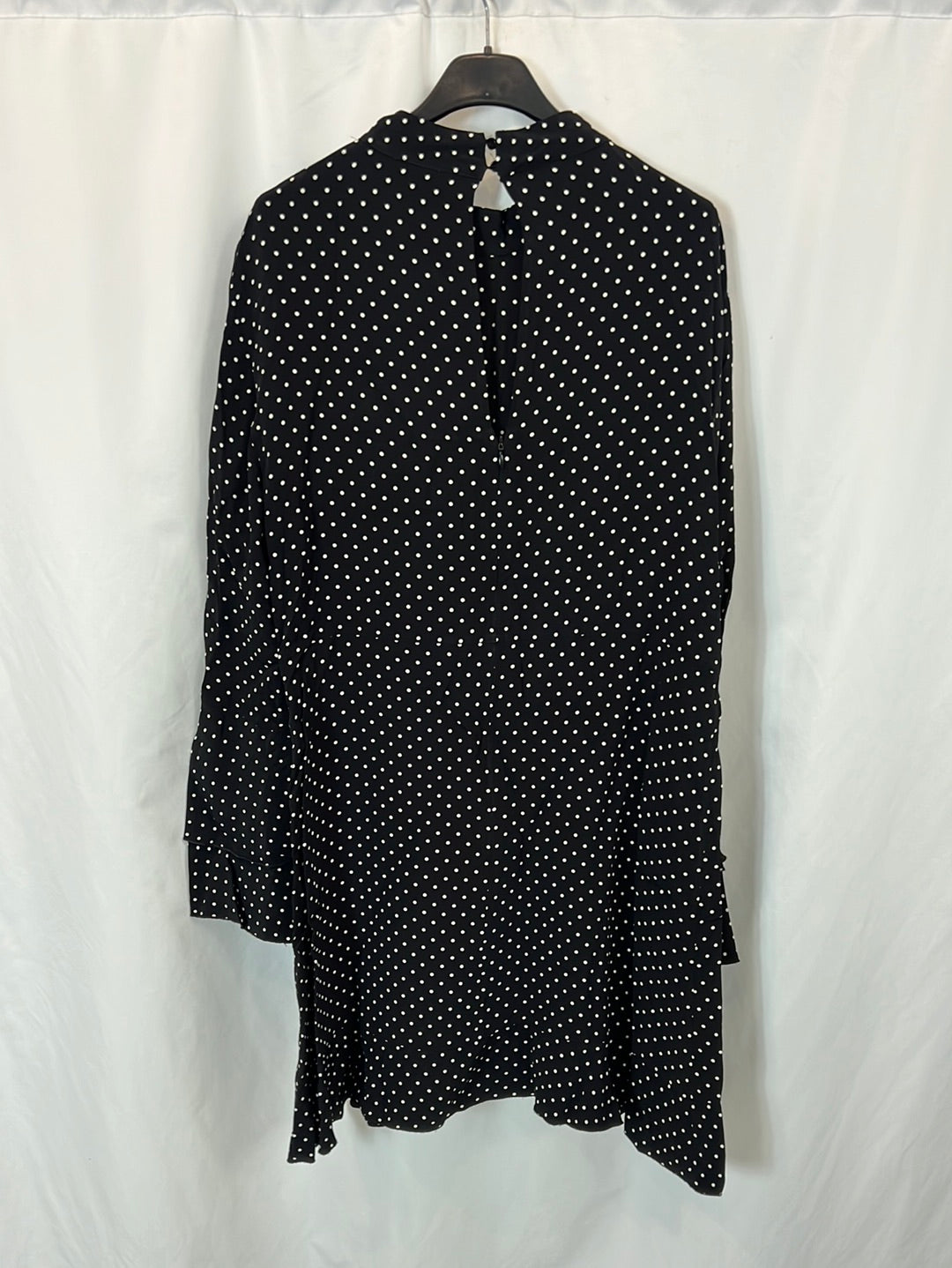 ZARA. Flowing black polka dot dress. Size XL