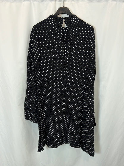 ZARA. Flowing black polka dot dress. Size XL