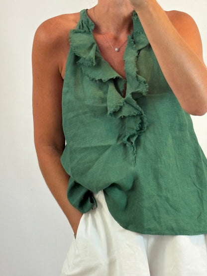 ZARA. Total look lino verde. T S