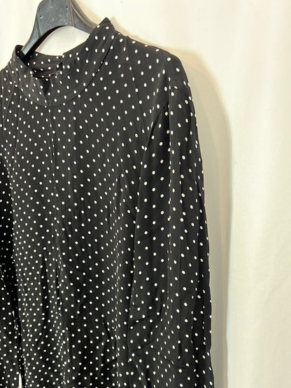 ZARA. Flowing black polka dot dress. Size XL