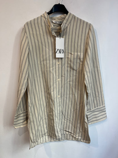 ZARA. Flowy beige striped shirt. TS