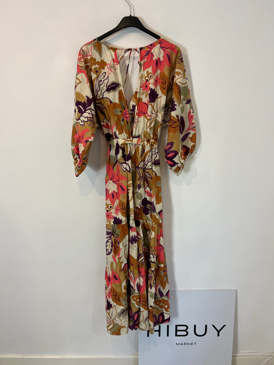 ZARA. vestido largo flores T.xs