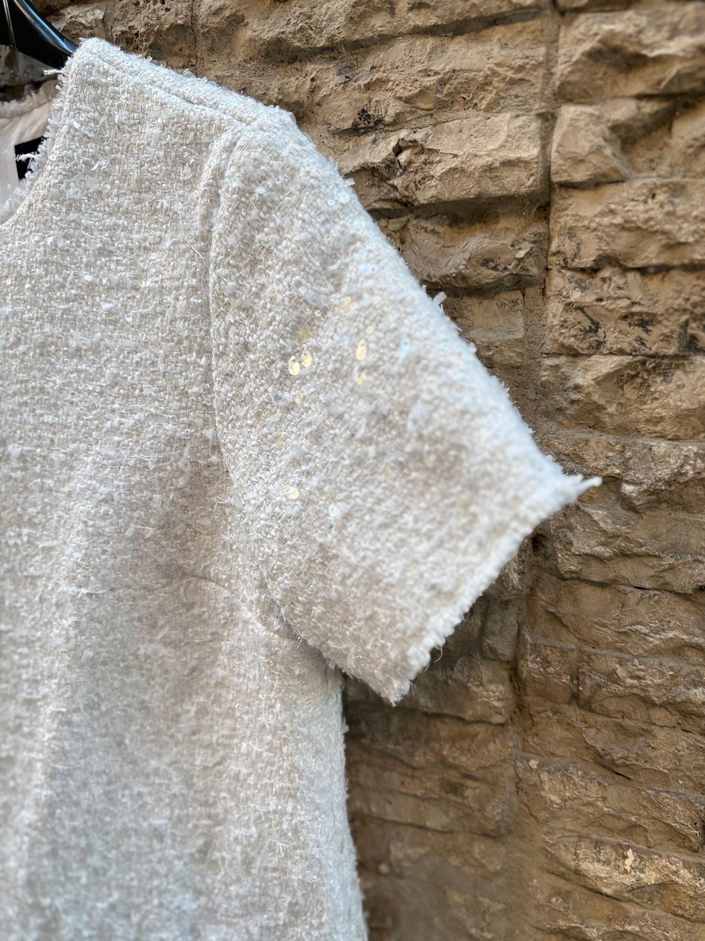 ZARA. Vestido corto tweed lentejuelas. T S