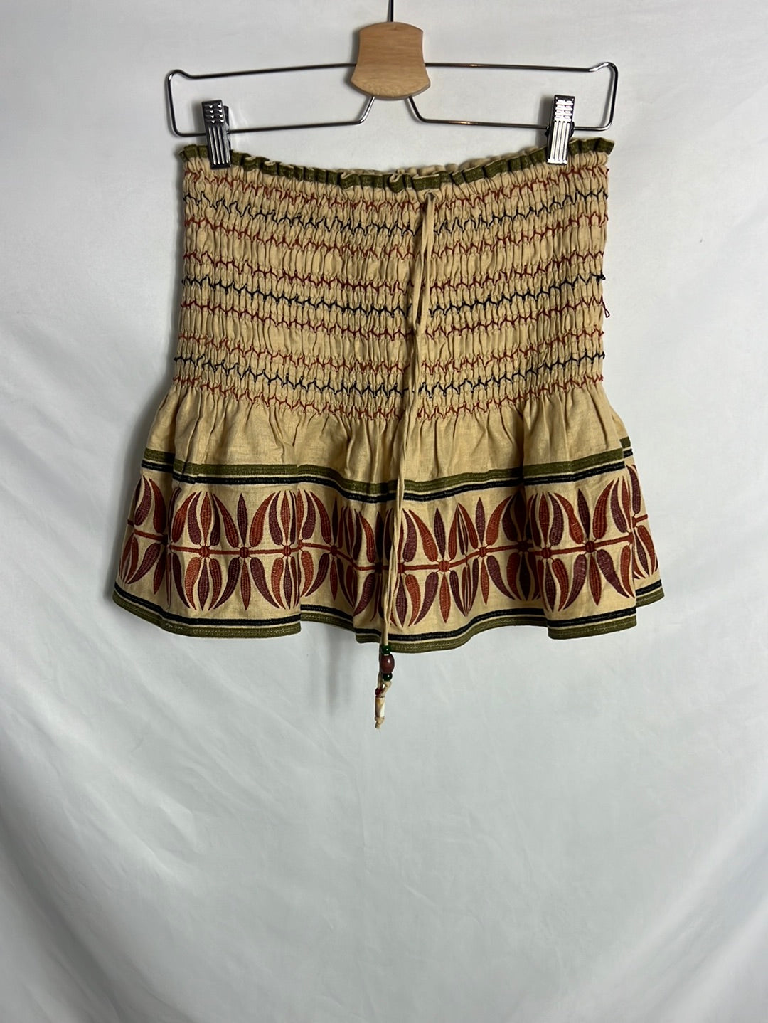 ZARA. Beige embroidered skirt/trousers S.xs