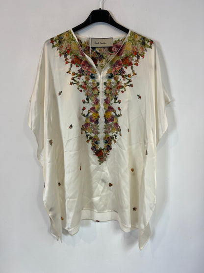 PAUL SMITH. Top seda estampado flores. T 40