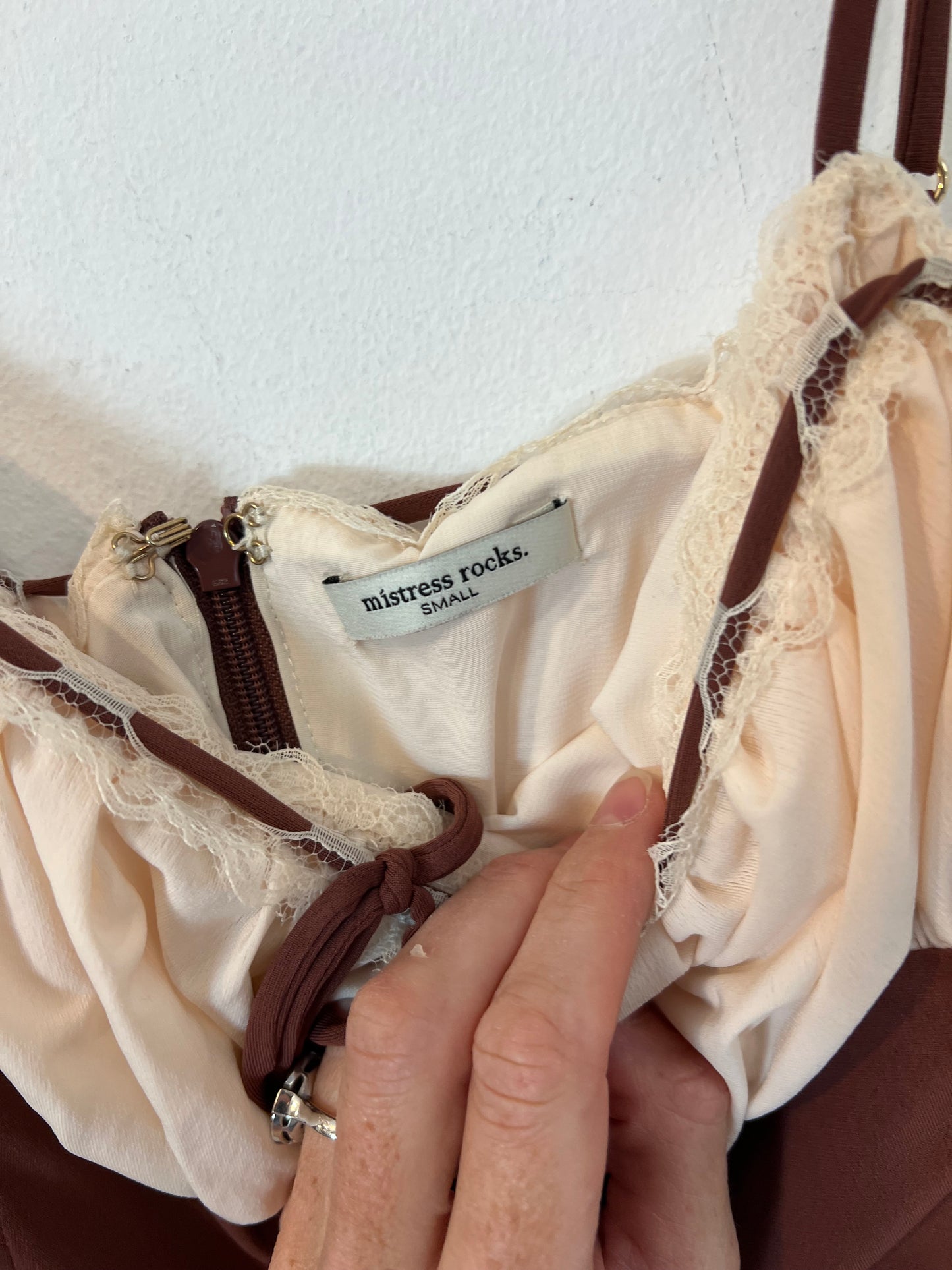 MISTRESS ROCKS. Top bicolor encorsetado T.s