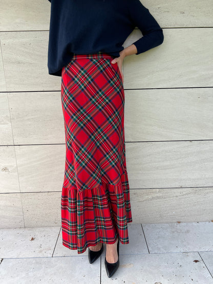 KOLONAKI. Falda larga cuadros. T 36