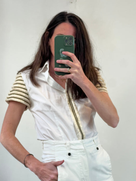 DEVOTA&amp;LOMBA. White fringed shirt, size 40 (s/m)